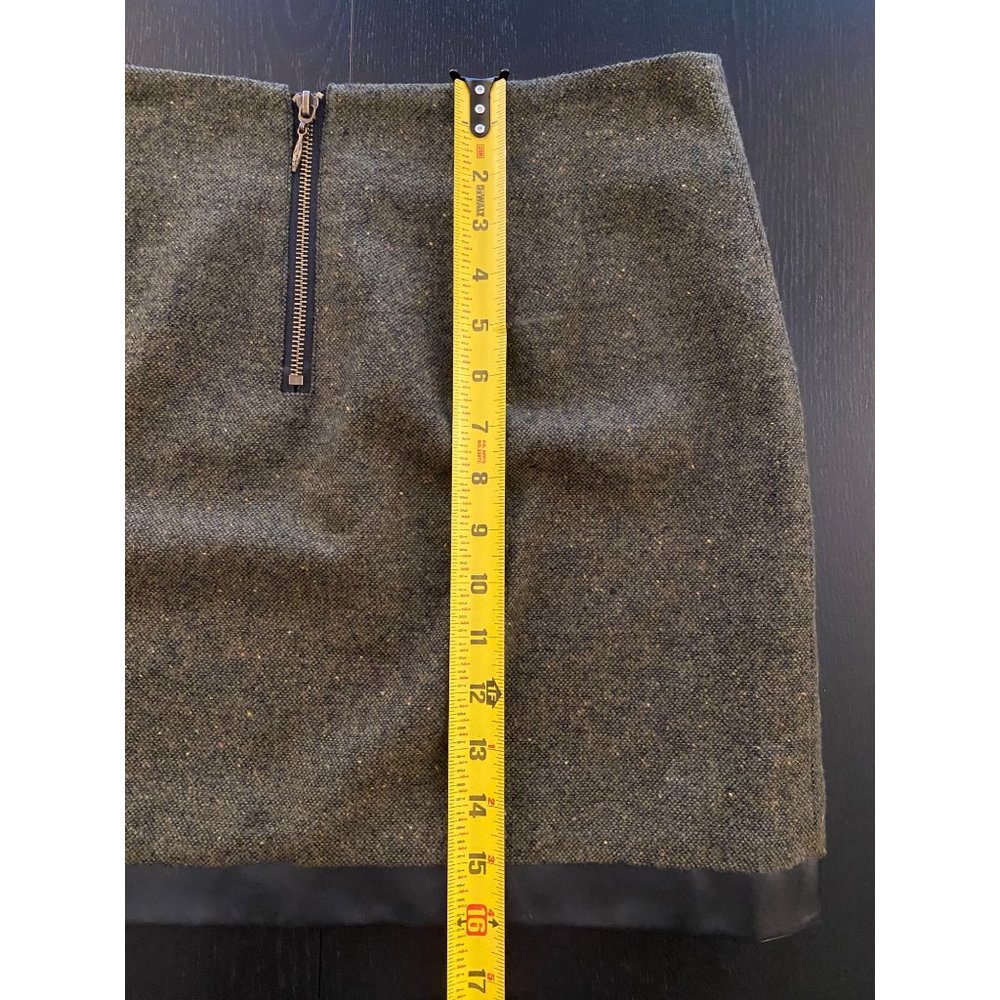 Kensie 16" Mini Skirt Women‎ Size 8 Olive 1" Brown Trim Fall Winter Back Zip - Picture 13 of 15